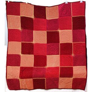 Colorblock Red Tones Velvet Throw Blanket Soft Comfy Winter Snuggle Velour Warm